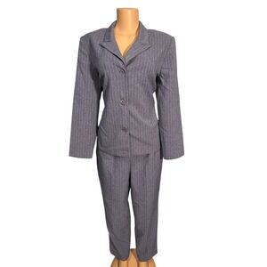 Sage Harbor Dress Petite Pinstripe Blazer Pants Suit Set Women 14P
